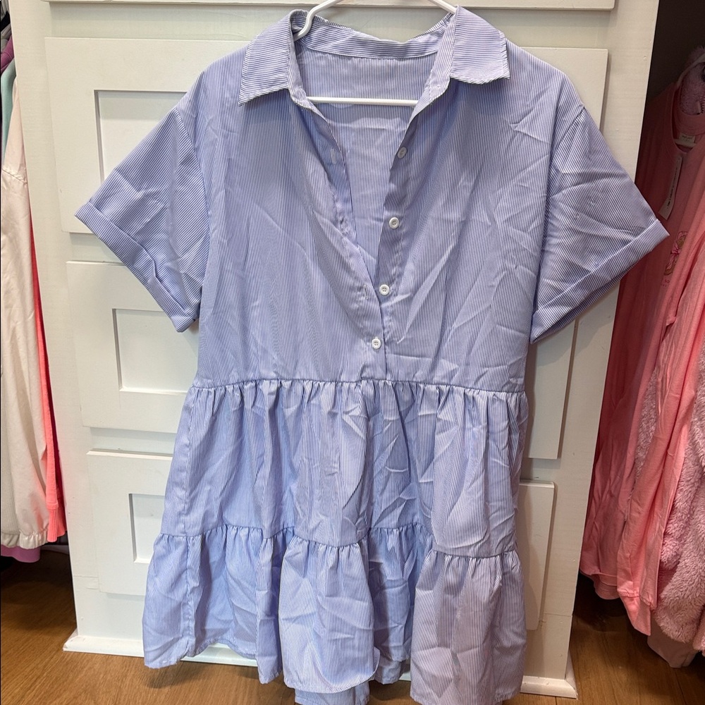 Women's Light Blue Button-Down Top